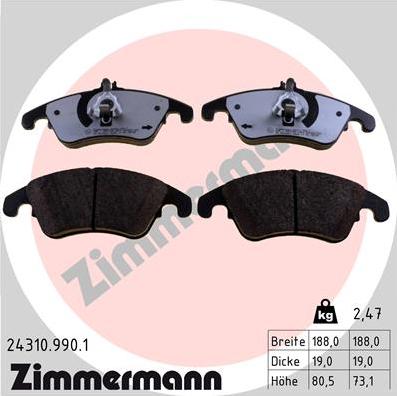 Zimmermann 24310.990.1 - Stabdžių trinkelių rinkinys, diskinis stabdys onlydrive.pro