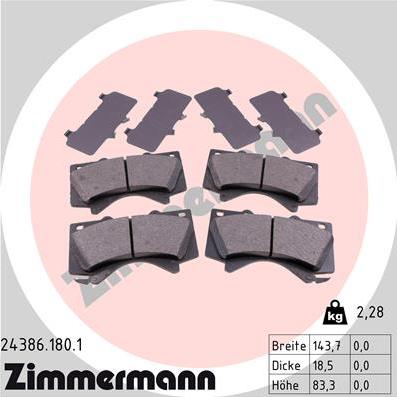 Zimmermann 24386.180.1 - Brake Pad Set, disc brake onlydrive.pro