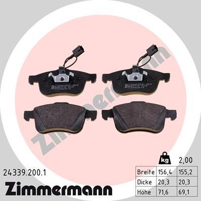 Zimmermann 24339.200.1 - Brake Pad Set, disc brake onlydrive.pro