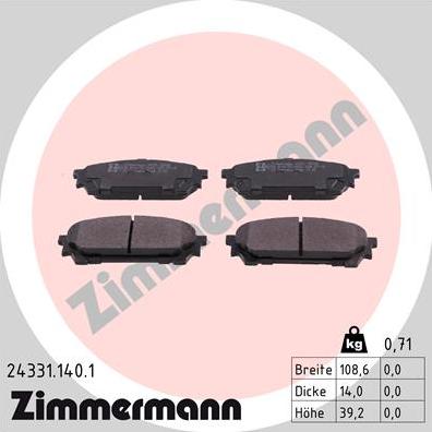 Zimmermann 24331.140.1 - Brake Pad Set, disc brake onlydrive.pro