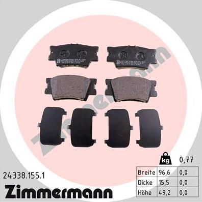 Zimmermann 24338.155.1 - Brake Pad Set, disc brake onlydrive.pro