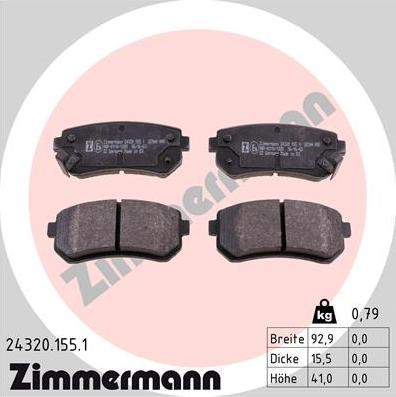 Zimmermann 24320.155.1 - Тормозные колодки, дисковые, комплект onlydrive.pro