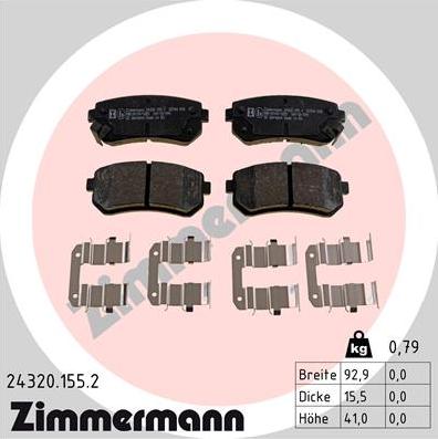 Zimmermann 24320.155.2 - Тормозные колодки, дисковые, комплект onlydrive.pro