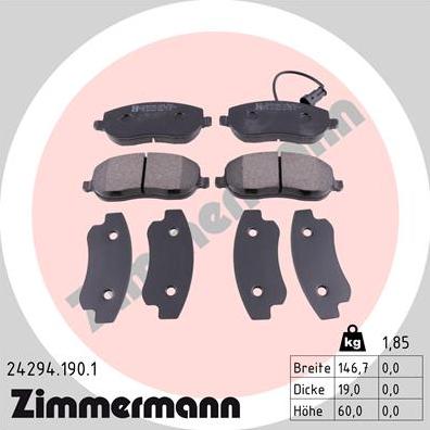 Zimmermann 24294.190.1 - Bremžu uzliku kompl., Disku bremzes onlydrive.pro