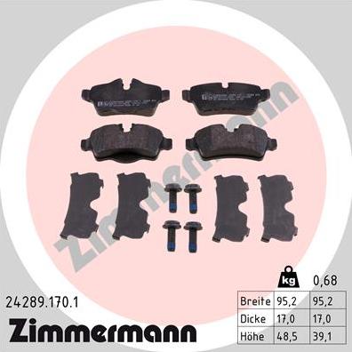 Zimmermann 24289.170.1 - Brake Pad Set, disc brake onlydrive.pro