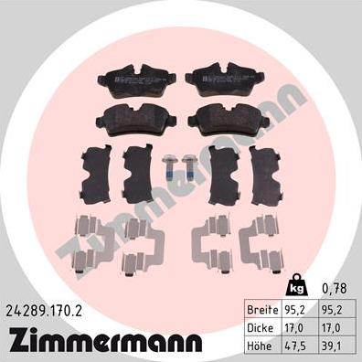 Zimmermann 24289.170.2 - Stabdžių trinkelių rinkinys, diskinis stabdys onlydrive.pro