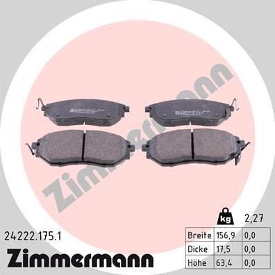 Zimmermann 24222.175.1 - Bremžu uzliku kompl., Disku bremzes onlydrive.pro