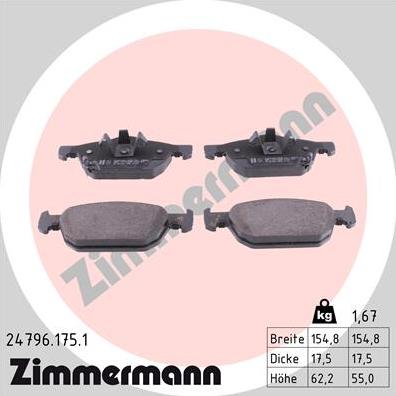 Zimmermann 24796.175.1 - Brake Pad Set, disc brake onlydrive.pro