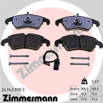 Zimmermann 24743.990.3 - Stabdžių trinkelių rinkinys, diskinis stabdys onlydrive.pro