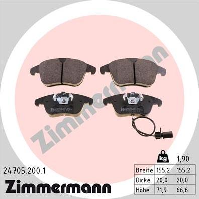 Zimmermann 24705.200.1 - Brake Pad Set, disc brake onlydrive.pro