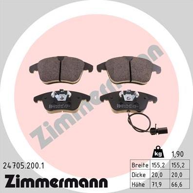 Zimmermann 24705.200.1 - Bremžu uzliku kompl., Disku bremzes onlydrive.pro