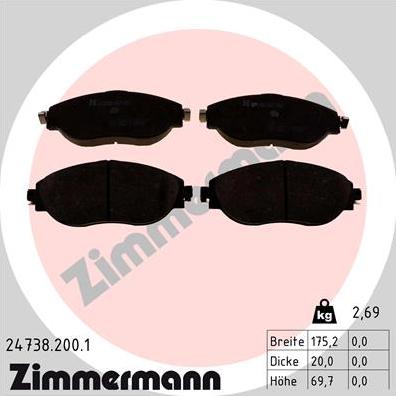 Zimmermann 24738.200.1 - Brake Pad Set, disc brake onlydrive.pro