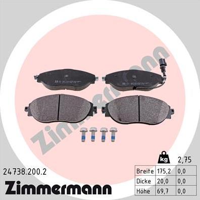 Zimmermann 24738.200.2 - Bremžu uzliku kompl., Disku bremzes onlydrive.pro