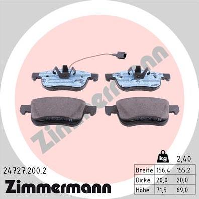 Zimmermann 24727.200.2 - Brake Pad Set, disc brake onlydrive.pro