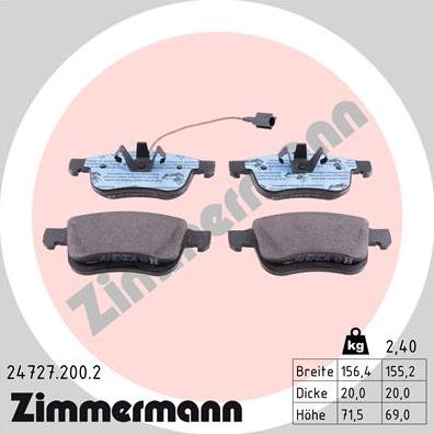 Zimmermann 24727.200.2 - Stabdžių trinkelių rinkinys, diskinis stabdys onlydrive.pro