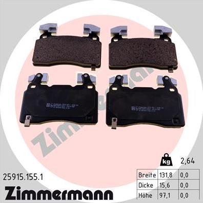 Zimmermann 25915.155.1 - Stabdžių trinkelių rinkinys, diskinis stabdys onlydrive.pro