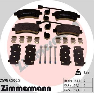 Zimmermann 25987.200.2 - Тормозные колодки, дисковые, комплект onlydrive.pro