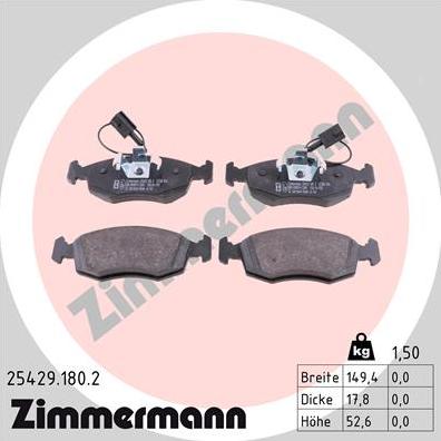 Zimmermann 25429.180.2 - Тормозные колодки, дисковые, комплект onlydrive.pro