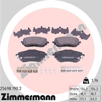 Zimmermann 25698.190.2 - Brake Pad Set, disc brake onlydrive.pro