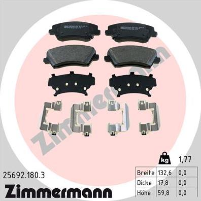 Zimmermann 25692.180.3 - Тормозные колодки, дисковые, комплект onlydrive.pro