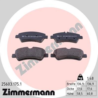 Zimmermann 25603.175.1 - Brake Pad Set, disc brake onlydrive.pro