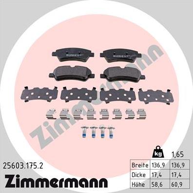 Zimmermann 25603.175.2 - Bremžu uzliku kompl., Disku bremzes onlydrive.pro