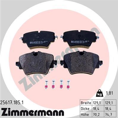 Zimmermann 25617.185.1 - Stabdžių trinkelių rinkinys, diskinis stabdys onlydrive.pro