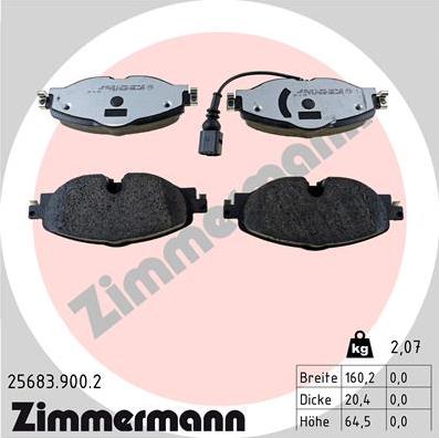 Zimmermann 25683.900.2 - Тормозные колодки, дисковые, комплект onlydrive.pro