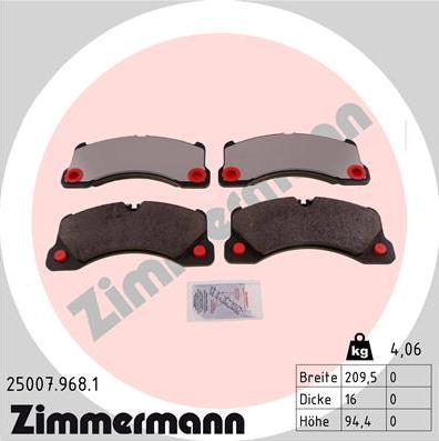 Zimmermann 25007.968.1 - Stabdžių trinkelių rinkinys, diskinis stabdys onlydrive.pro