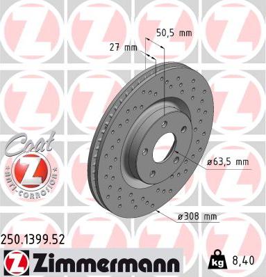 Zimmermann 250.1399.52 - Brake Disc onlydrive.pro