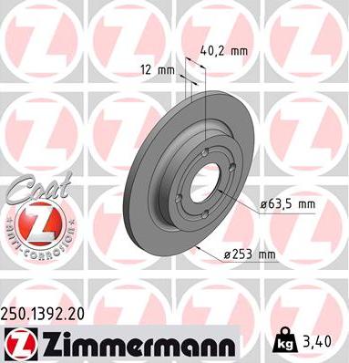 Zimmermann 250.1392.20 - Brake Disc onlydrive.pro