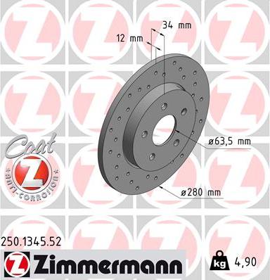 Zimmermann 250.1345.52 - Brake Disc onlydrive.pro