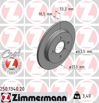 Zimmermann 250.1340.20 - Brake Disc onlydrive.pro