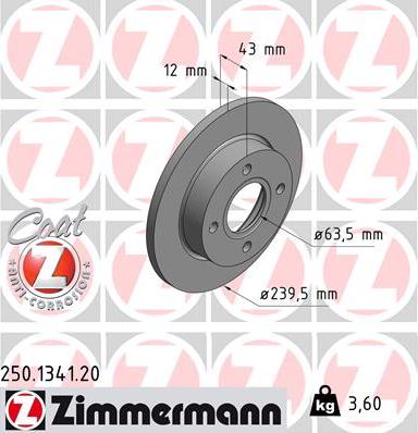 Zimmermann 250.1341.20 - Brake Disc onlydrive.pro