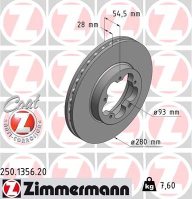 Zimmermann 250.1356.20 - Brake Disc onlydrive.pro