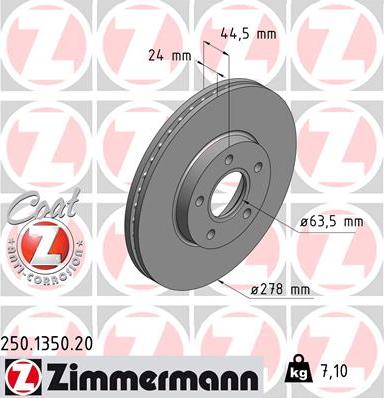 Zimmermann 250.1350.20 - Brake Disc onlydrive.pro