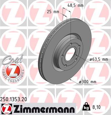 Zimmermann 250.1353.20 - Stabdžių diskas onlydrive.pro