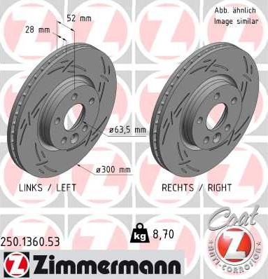 Zimmermann 250.1360.53 - Тормозной диск onlydrive.pro