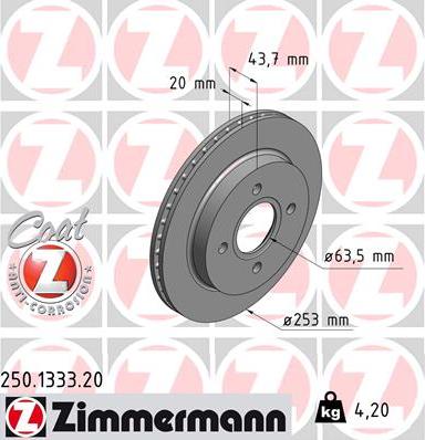 Zimmermann 250.1333.20 - Brake Disc onlydrive.pro