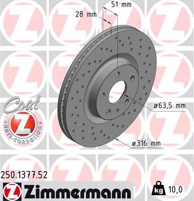 Zimmermann 250.1377.52 - Brake Disc onlydrive.pro