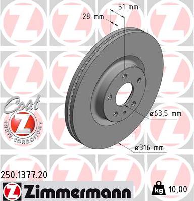Zimmermann 250.1377.20 - Brake Disc onlydrive.pro