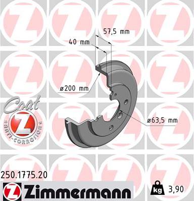 Zimmermann 250.1775.20 - Stabdžių būgnas onlydrive.pro