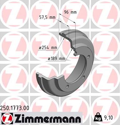 Zimmermann 250.1773.00 - Brake Drum onlydrive.pro