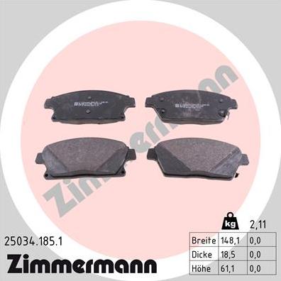 Zimmermann 25034.185.1 - Brake Pad Set, disc brake onlydrive.pro