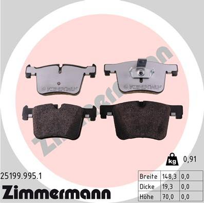 Zimmermann 25199.995.1 - Stabdžių trinkelių rinkinys, diskinis stabdys onlydrive.pro