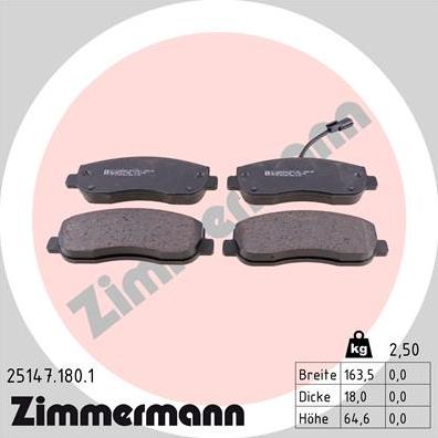 Zimmermann 25147.180.1 - Brake Pad Set, disc brake onlydrive.pro