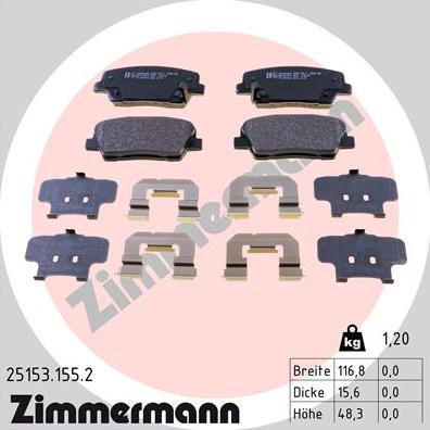 Zimmermann 25153.155.2 - Brake Pad Set, disc brake onlydrive.pro