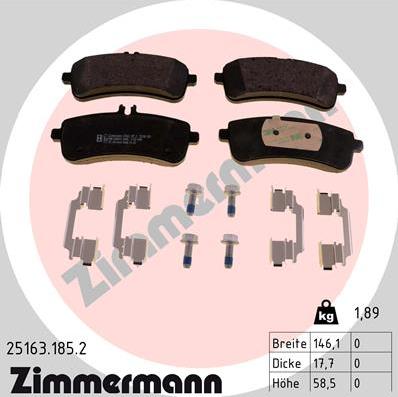 Zimmermann 25163.185.2 - Brake Pad Set, disc brake onlydrive.pro