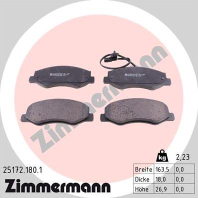 Zimmermann 25172.180.1 - Stabdžių trinkelių rinkinys, diskinis stabdys onlydrive.pro