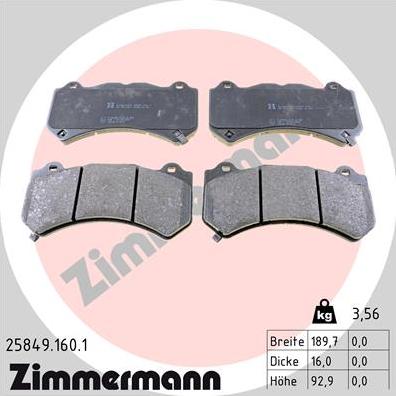 Zimmermann 25849.160.1 - Brake Pad Set, disc brake onlydrive.pro